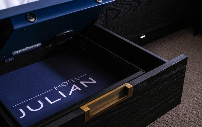 Hotel Julian logo on lock box interior